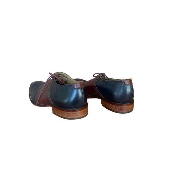 Cole Haan Womens Brown And Blue Colorblock Leather Oxford Dress Shoes Size 11